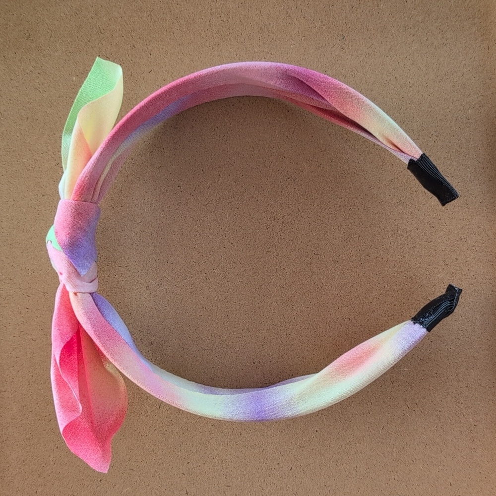 Pink and Green Headband with Bow Detail